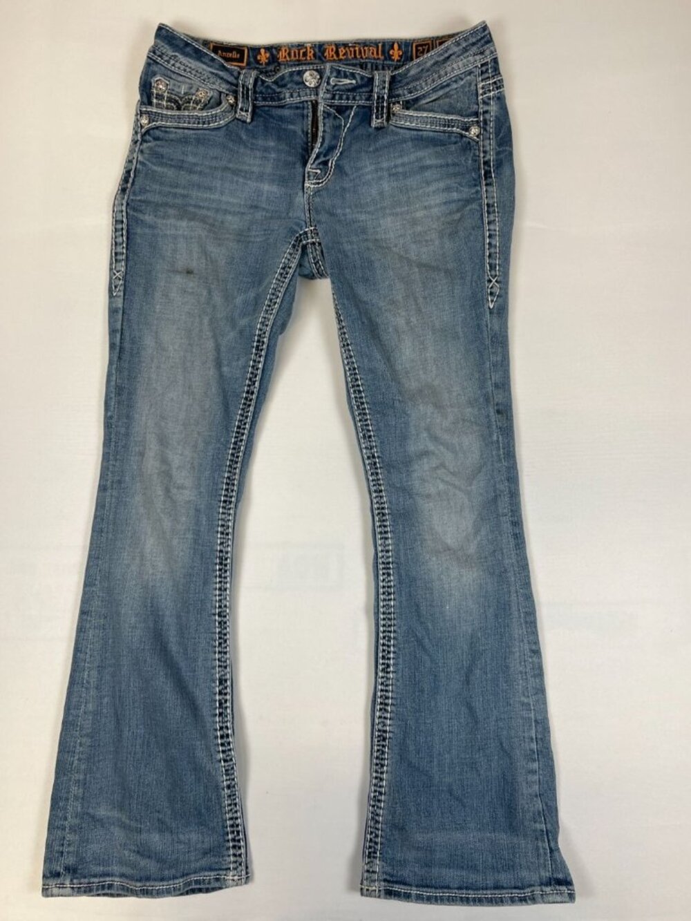 Rock Revival Women 27 Fits like 28 Easy Bootcut Jeans Blue Denim Anzelle Wash